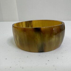 Cow Horn Bracelet Bangle Tan Brown Carved Lightweight Ethnic Boho Southwest‎